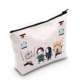 LEVLO Anime Cosmetic Bag Cosplay Gift Cartoon Make up Zipper Pouch Bag for Family Friend, Tanjiro Bag