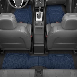 BDK Blue All Weather Heavy Duty Universal Fit Car Floor Mats Interior Liners for Auto Van Truck SUV, Heavy Duty All Weather Protection