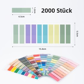 damoguin damoguin 2000 Stück Haftstreifen, 10 Set kleine selbstklebende Haftnotizen, Transparent Sticky Notes, Klebezettel die als Tabs for Books und Index Annotating Tabs (Bunt)