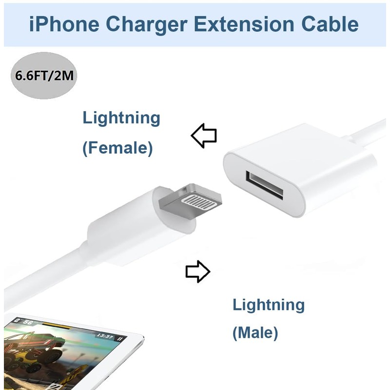 Belcompany Lightning Cable Extender Support Charge+Audio+Video+Data Transfer