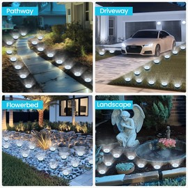 Solpex Small Solar Floor Lights, Solar Light for Garden, 8 LEDs, Pack of 10, White Garden Lights, Stainless Steel, Waterproof for Outdoors, Garden, Patio, Lawn, Yard, Walkway