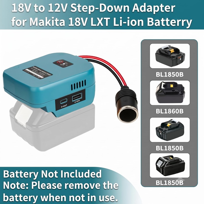 18V to 12V Step-Down Adapter for Makita 18V Battery Power