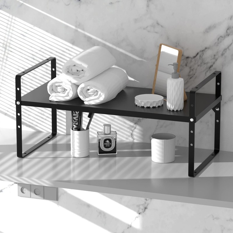 iPEGTOP Expandable Cabinet Storage Shelf Organizer Rack, Heavy Duty Steel