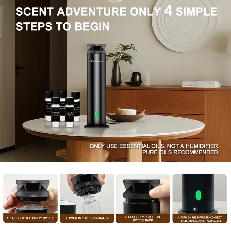 Monhallnow Waterless Scent Diffuser Starter Kit – 1000 Sq Ft