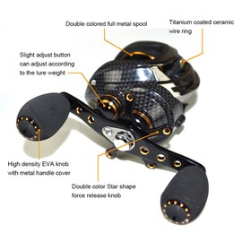 Fishdrops Baitcasting Reels Double Brake Systems Baitcaster Reels Saltwater or Freshwater Casting Reel High Speed 7.0 Gear Ratio Ultra Smooth Fishing Reel Baitcast
