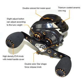 Fishdrops Baitcasting Reels Double Brake Systems Baitcaster Reels Saltwater or Freshwater Casting Reel High Speed 7.0 Gear Ratio Ultra Smooth Fishing Reel Baitcast
