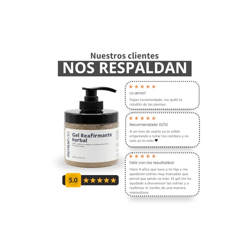 Gel Reafirmante Herbal, 400 g, Fórmula Natural con Mentol y