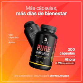 B Life Berberina HCL Pura 1000 mg | 200 Cápsulas | Ingredientes Naturales | Pure Berberine.