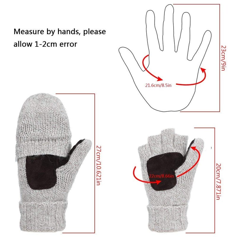 TraderPlus Winter Warm Touchscreen Gloves Wool Mittens for Women Men