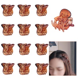 Nynkyon 12 PCS Small Hair Clips, Acrylic Mini Claw Clips, Champagne Color Small Claw Clips, Non slip Bangs Clips hair accessories for Girls and Women