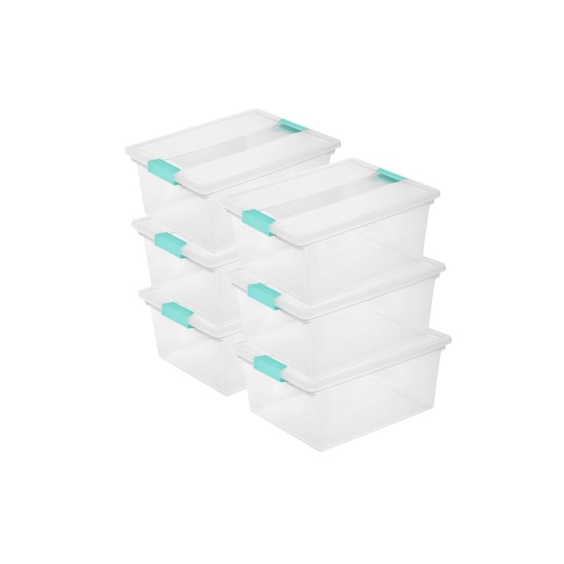 Tribello 6-Pack 12 Qt Stackable Plastic Storage Bins with Lids