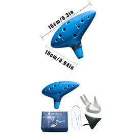 Ceramic Ocarina Zelda, Ocarina 12-Hole Alto C, Ceramic Ocarina for Musical Instruments, Ocarina of Time, Comes with Hand Rest, Fabric Cover, Score and Rope, for Musical Instrument Lovers (Sky Blue)