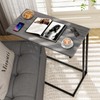 CAMOAT C-Shaped Side Table, Modern End Table with Metal Frame,