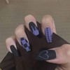 Yheakne Long Coffin Press on Nails Matte BLue Fake Nails