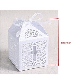 Musuntas 50-Piece Birdcage Design Wedding Christening Guest Gift Box Cardboard Box Table Decoration Candy Box Wedding Decoration Baby Shower Bonboniere Box (White