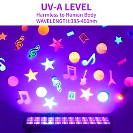 TigQiang 100W Black Light Bar, 105 LEDs, 3 Pack with Switch, Plug, 5ft Cord, 1600 sq Area, Glow in The Dark Party Supplies