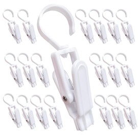 20 Pcs Plastic Swivel Hanging Hooks, Curtain Clips, Clothes Pins, Beach Towel Clips, Home Swivel Laundry Clips for Hats, Pants, Towels, Socks, Pants