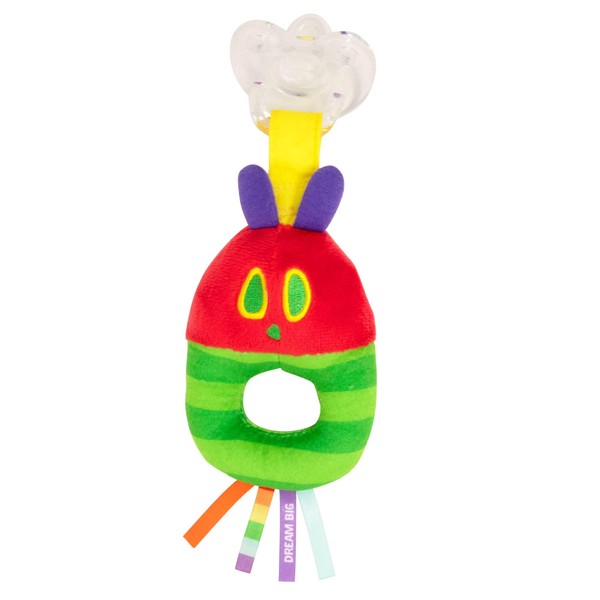 KIDS PREFERRED The World of Eric Carle Very Hungry Caterpillar Pacifier Pal - Works with All Name Brand Pacifiers, Suitable for All Ages, Plush Toy Includes Detachable Pacifier, Multicolored