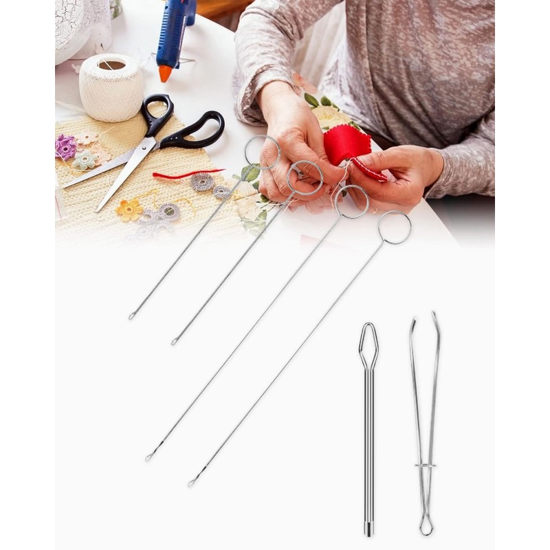 ZAMXHUG 6 Pieces Pull-Through Needles – Sewing Loops Reversible Hooks,