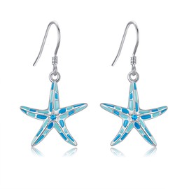 Starfish Earrings 925 Sterling Silver Starfish Dangle Earrings Mother's Day Jewelry for Women Mom