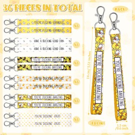 Huquary 36 Pcs Duck Wrist Lanyards for Keys Inspirational Yellow Duck Cute Wrist Lanyard Strap Employee Appreciation Gift Funny Pun Key Chain Holder for Coworker Thank You Gift Student School