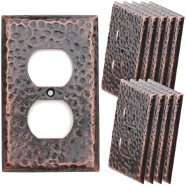 [10 Pack] Hammered Copper 1-Gang Duplex Receptacle Outlet Switch Cover Mid-Size Wall Plate, 3" x 4.75"