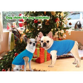 Sychien Dog Blank Blue Shirt,Boy Girl Dogs Large Tee Shirts,Plain French Bulldog T-Shirt,L Blue Royal