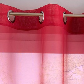 SIMPVALE Pair of Semi-Transparent Voile Curtains with Eyelets for Window Balcony Living Room 140 x 145 cm Red
