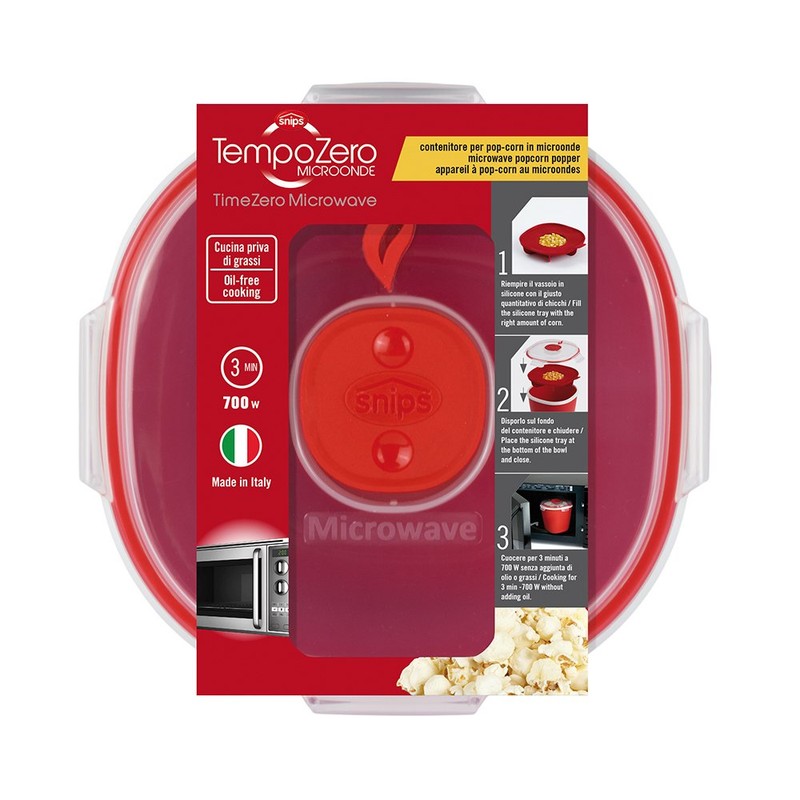 Snips Tempo Zero Pop-Corn Popper 1.5 Liter, Polypropylene, Red, One