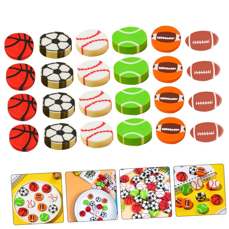 SAFIGLE 90 PCS Multifunctional Erasers Delicate Sports Ball Erasers Portable