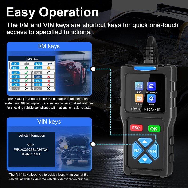 Topdiag T100 OBD2 Scanner: All Mode Diagnostic Code Reader I/M