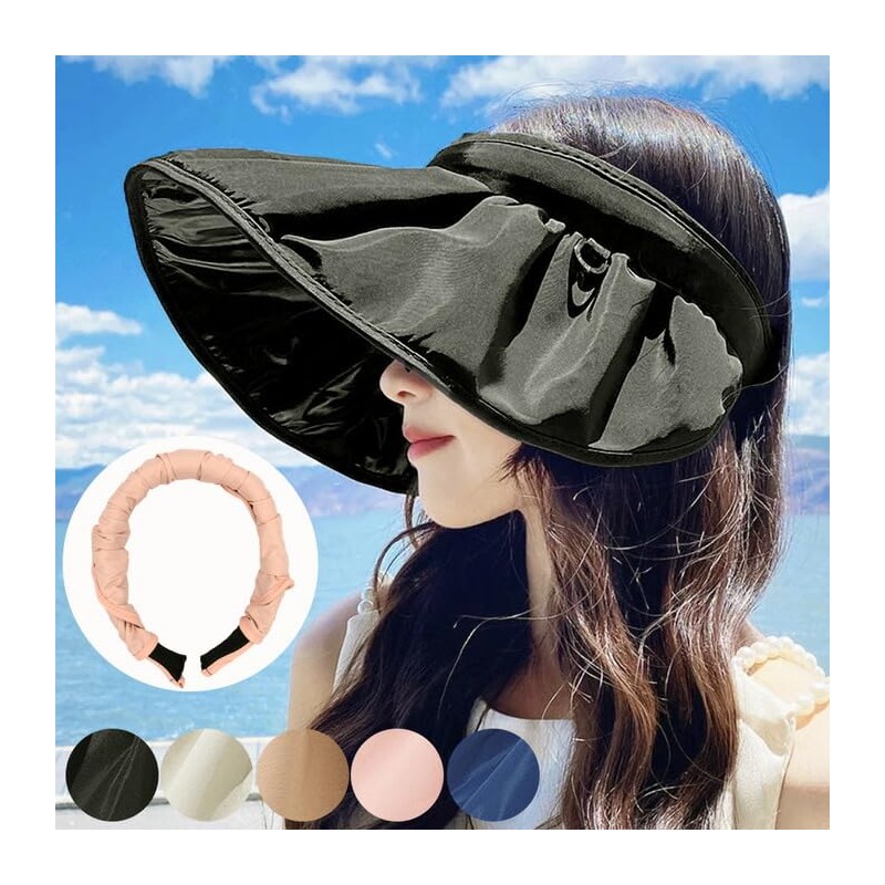 [ＫａｒｌｙＳｈｏｐ　ｉｍｐｏｒｔ] 【2way】UVカットサンバイザー カチューシャ 帽子 日除け 紫外線対策 日焼け つば広 折り畳み おしゃれ