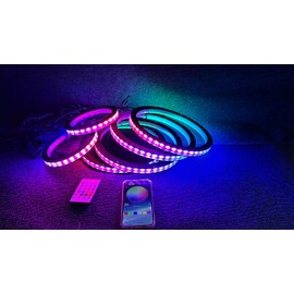 FIJVKNXY 6 PCS 6.5" Dream Color Chasing Flow LED Speaker Rings Set, Bluetooth Remote Control Enabled, Perfect for Sandtoys, Slingshot, Car and Truck Audio Systems