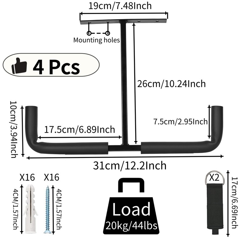 Locawaya Overhead Garage Storage Rack, Wall Mounted Utility Hanger for