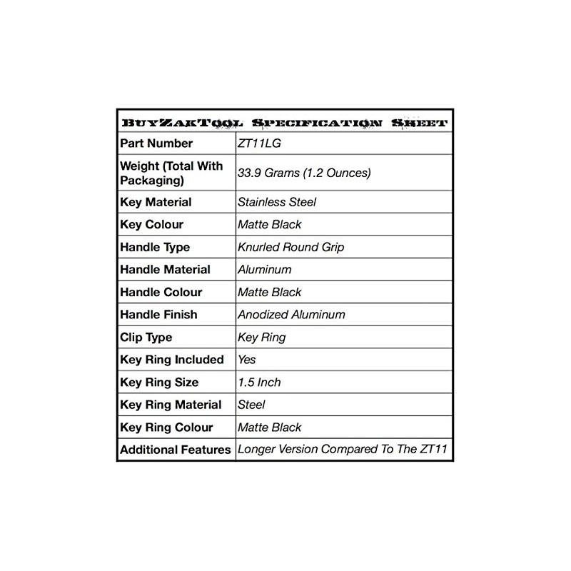 ZAK Tool ZT-11-LG 5" Large Grip Swivel Key, Black