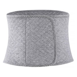 Cotton Thermal Lumbar Lower Back Belt Insulated Velvet Knit Lumbar Warmer for Men Women Back Support Brace Stomach Kidney Warmer Waist Abdominal Binder Postpartum Belly Wrap Grey