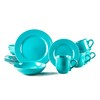 HomeVss, Pearl Dots Stoneware Dinnerware Set (16pc Set, Turquoise)