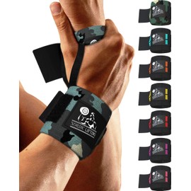 Break New Records: Heavy-Duty Wrist Wraps for Powerlifting - Ultimate Strength & Wrist Security (Camo Grey)