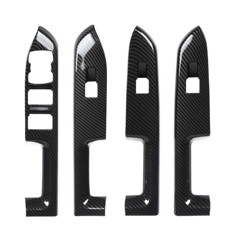 4 Pcs Door Window Control Panel Cover Carbon Fiber Style