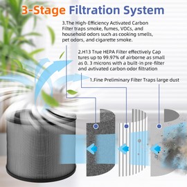 A230 Replacement Filter O for Winix A230 and A231 Air Purifier,3 in 1 H13 True HEPA High-Efficiency Activated Carbon Filter.Compare to Part # 1712-0110-00, 1712011000,2 Pack
