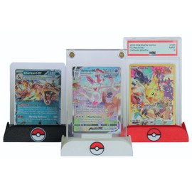 Adjustable Card Holder Display | Multiple Colors | Designed for Graded slabs (PSA, TAG, CGC), toploaders, and screwdown/Magnetic Cases (Red)