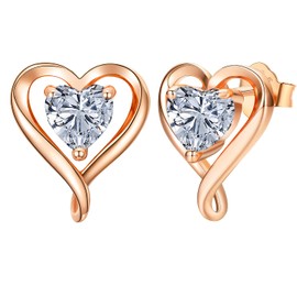LAVUMO Sterling Silver Earrings for Women Silver Gold Rose Gold Stud Heart Earrings Set Hypoallergenic Jewellery for women Birthday Anniversary Christmas Valentine Gifts for Her