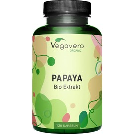 Organic Papaya Capsules Vegavero® | 1400 mg High-Potency Extract | With Papain Enzyme & Antioxidants | 100% Organic, Vegan & No Additives | 120 Capsules | Lab-Tested for Purity