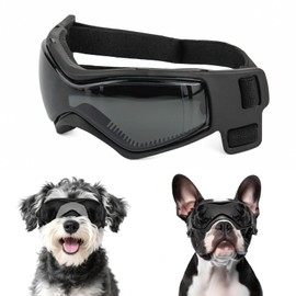NAMSAN Dog Goggles Small Breed, UV Protection Doggie Sunglasses for Small to Medium Dogs, Soft Puppy Eye Protection, Anti-Fog Anti-Dust Windproof Snowproof, Adjustable Straps, Black