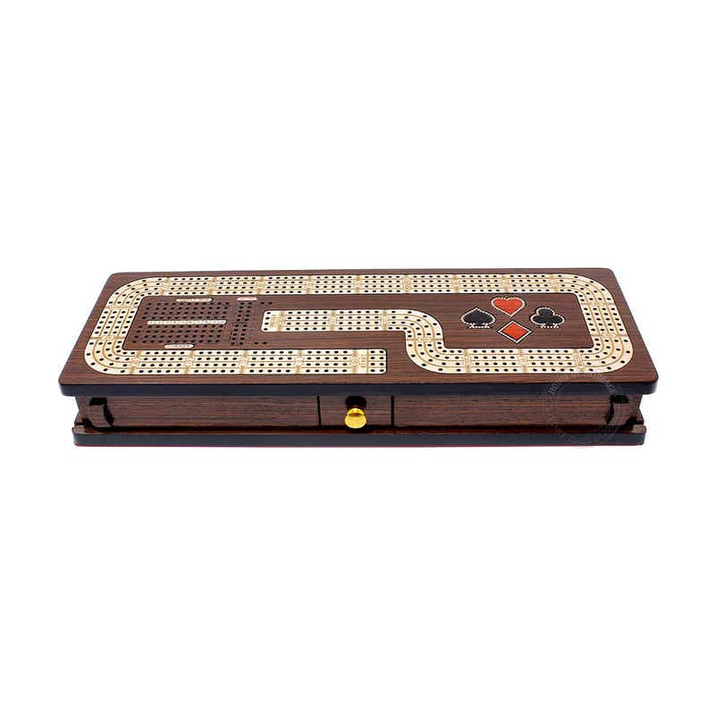 House of Cribbage - Continuous Cribbage Board/Box Inlaid in Wenge