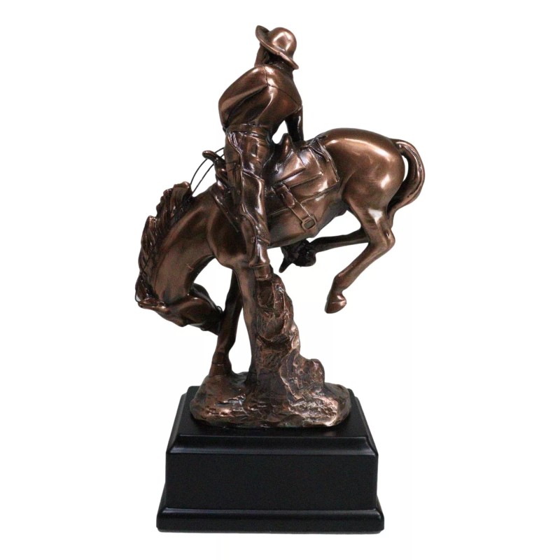 Ebros Rustic Western Rodeo Cowboy W/ Bucking Horse Bronze Electroplated
