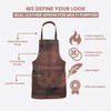 Leathershire Dark Brown Full Grain Leather Apron Butcher Apron -Cook
