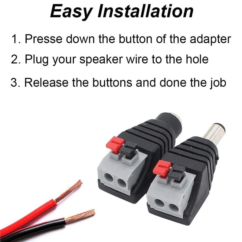 Greluma 6 Pairs 5.5mm x 2.1mm DC Power Connector Push