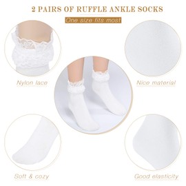 SATINIOR 6 Pairs Ruffle Socks Lace Ruffle Socks Women, white black