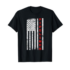 Mens Pipeliner American Flag T-Shirt Fathers Day Welding Gift